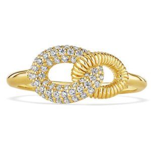 NEW / Judith Ripka / Eternity Link Ring in Solid 18K Gold & Diamond